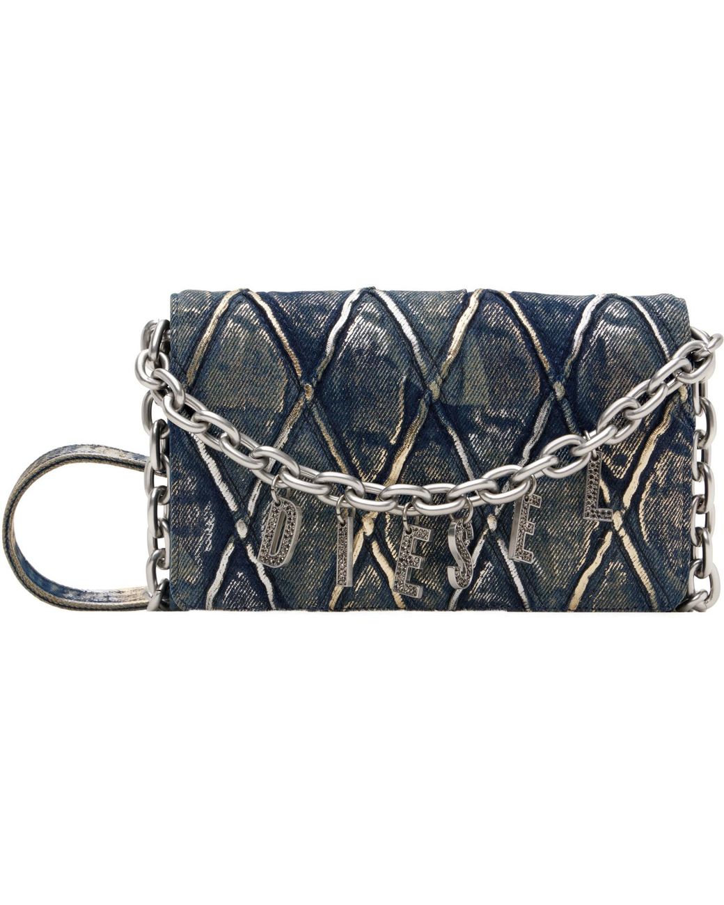 DIESEL Blue Quilted Denim Purse Wallet