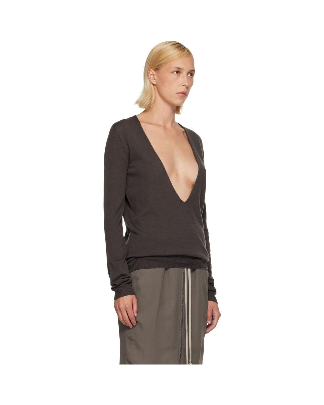 Rick Owens Black Tower Extreme V-Neck Sweater