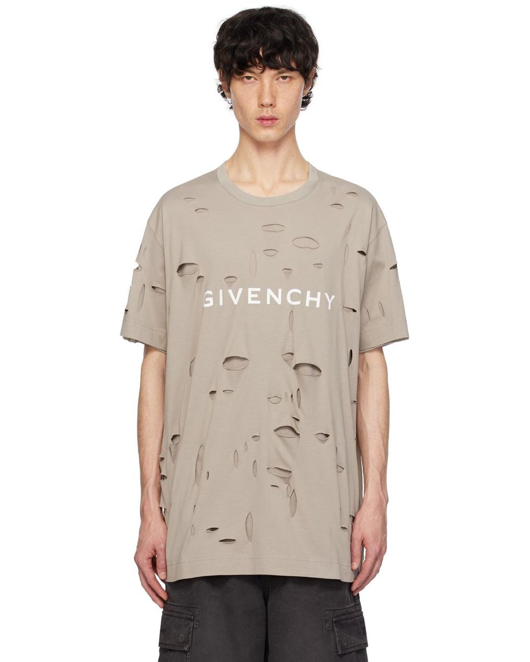 Givenchy destroyed t shirt blue hotsell