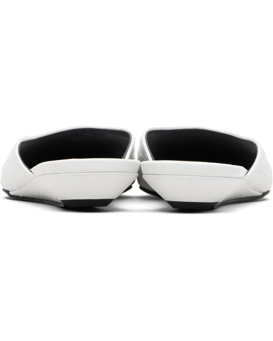 Loulou de Saison Black Alix Ostrich-Effect Leather Mule Flats
