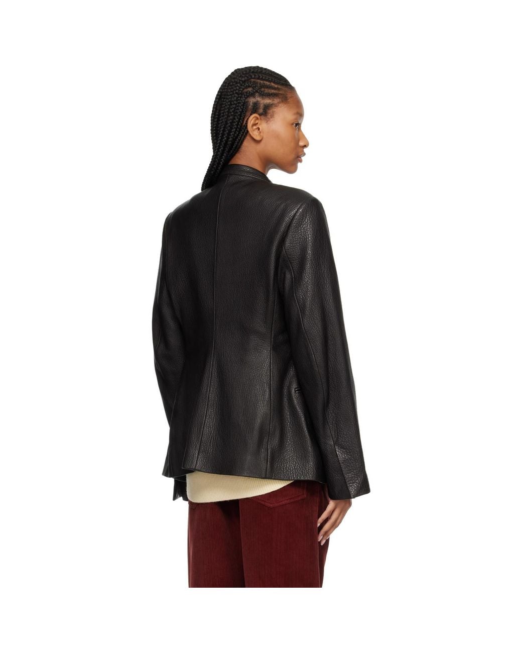 Rohe Black Shaped Grain Leather Jacket