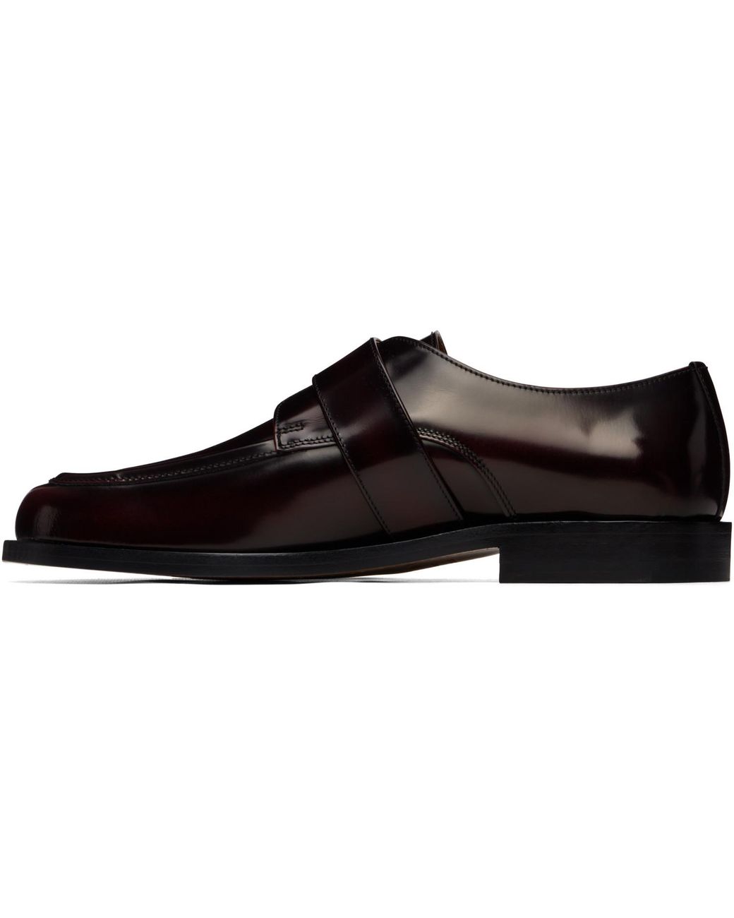 Marni Black Burgundy Shaded Leather Buckle Monkstraps for men