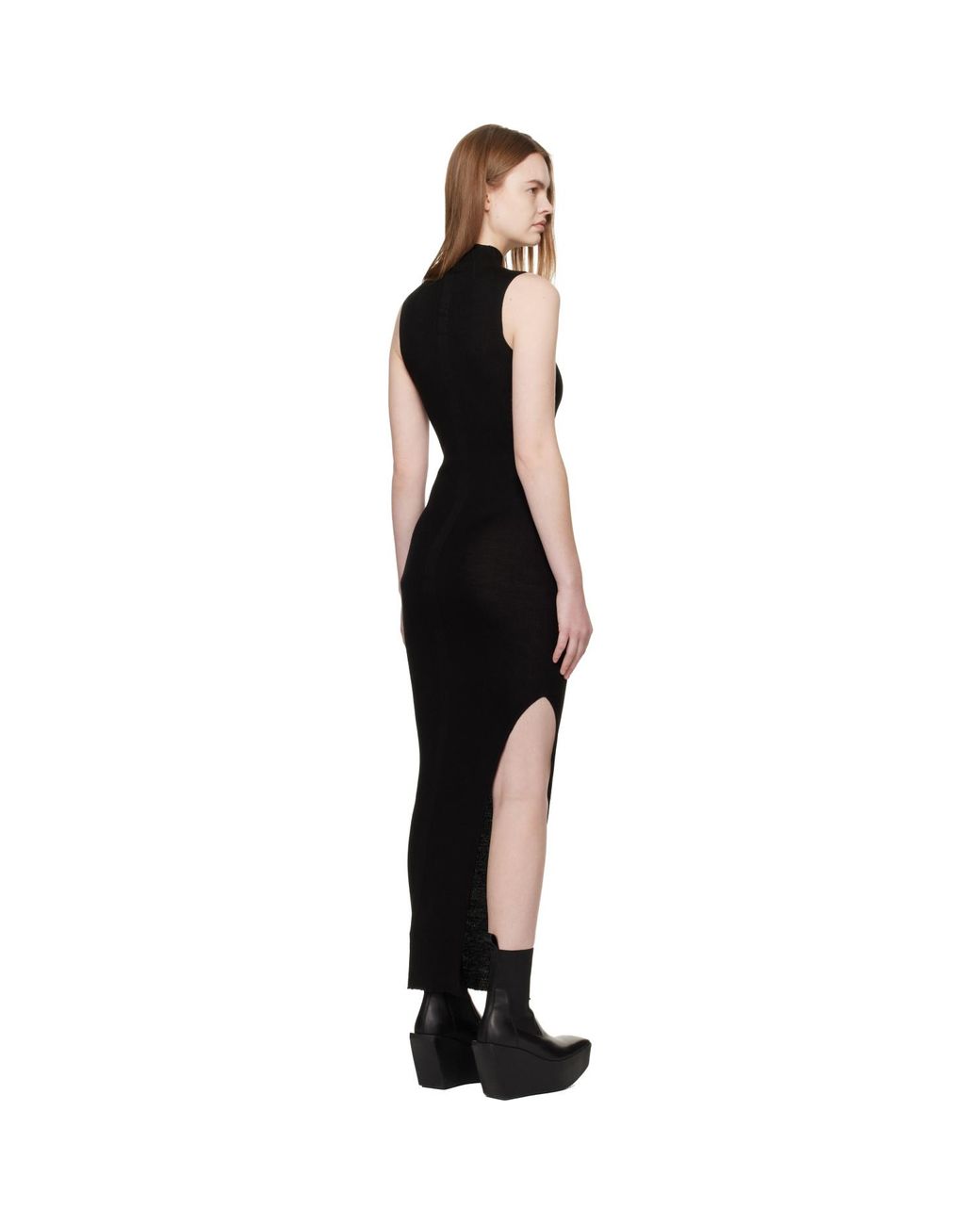 Rick Owens Black Temple Sl Turtle Midi Dress