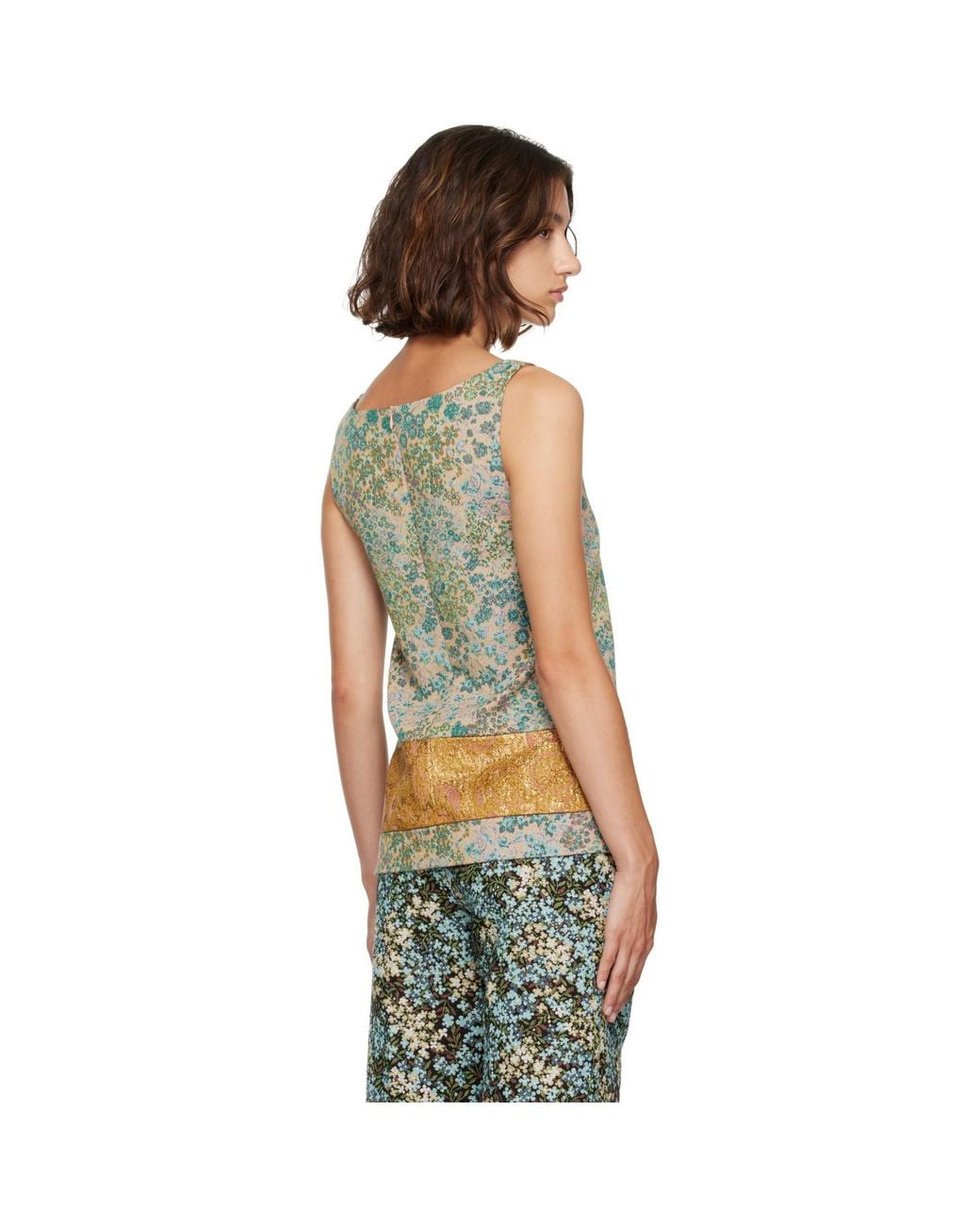 Dries Van Noten Green Floral Top