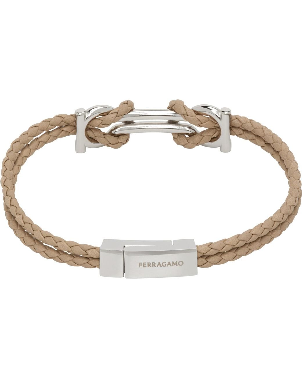 Ferragamo Metallic Double Gancini Bracelet for men