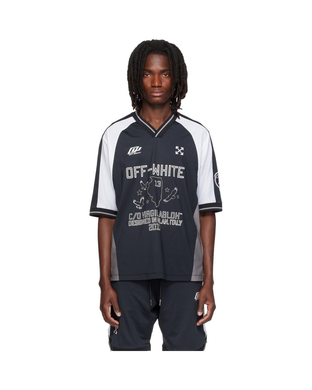 Off-White c/o Virgil Abloh Blue Eagle Team Soccer T-Shirt for men