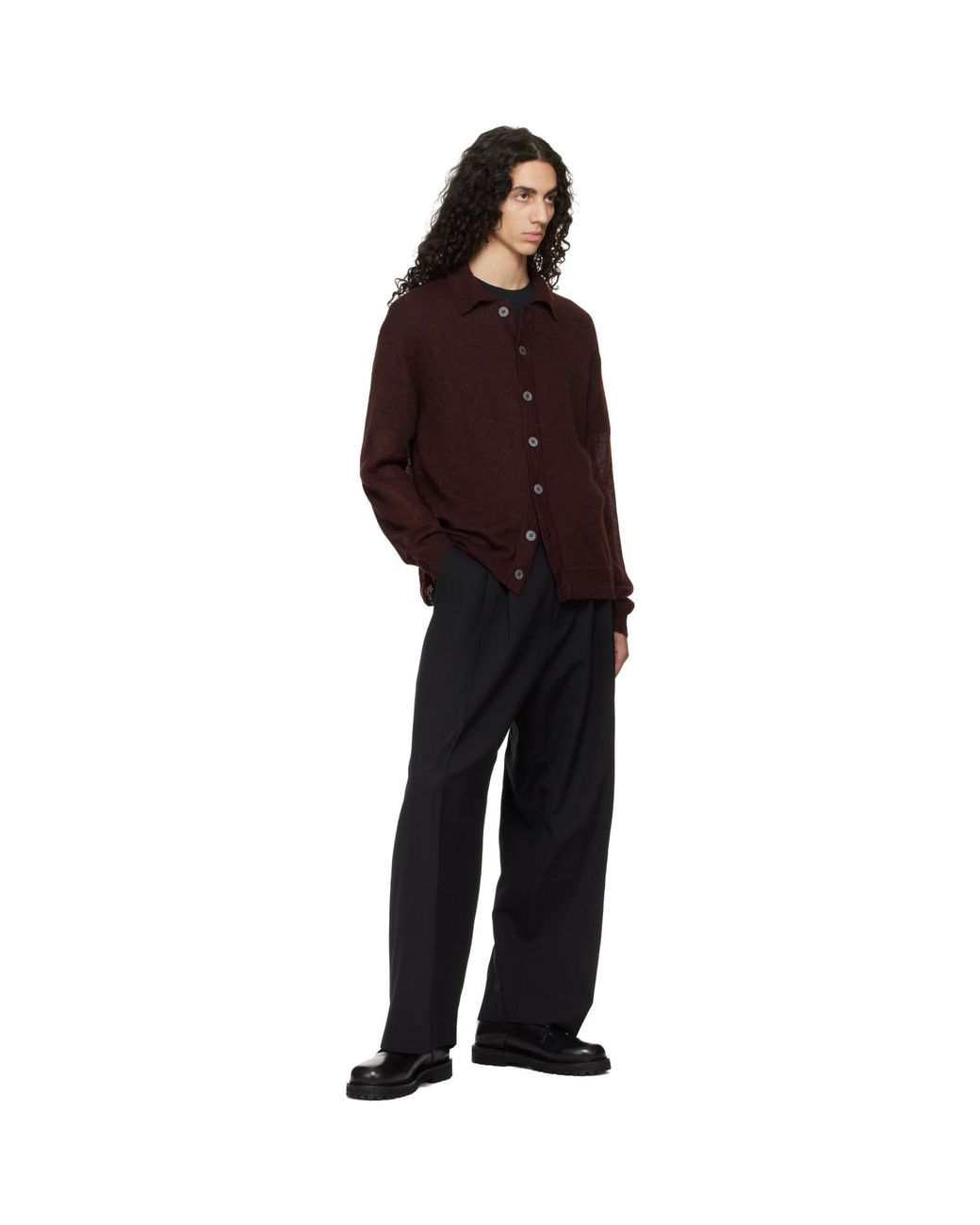Studio Nicholson Red Burgundy Hamto Kint Cardigan for men