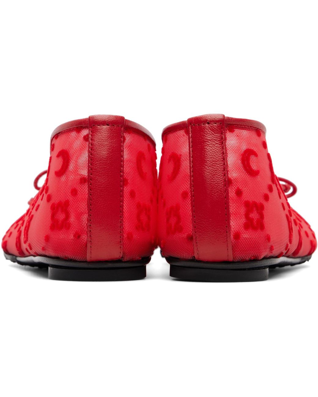 MARINE SERRE Red Moonogram Mesh Flock Ballerina Flats
