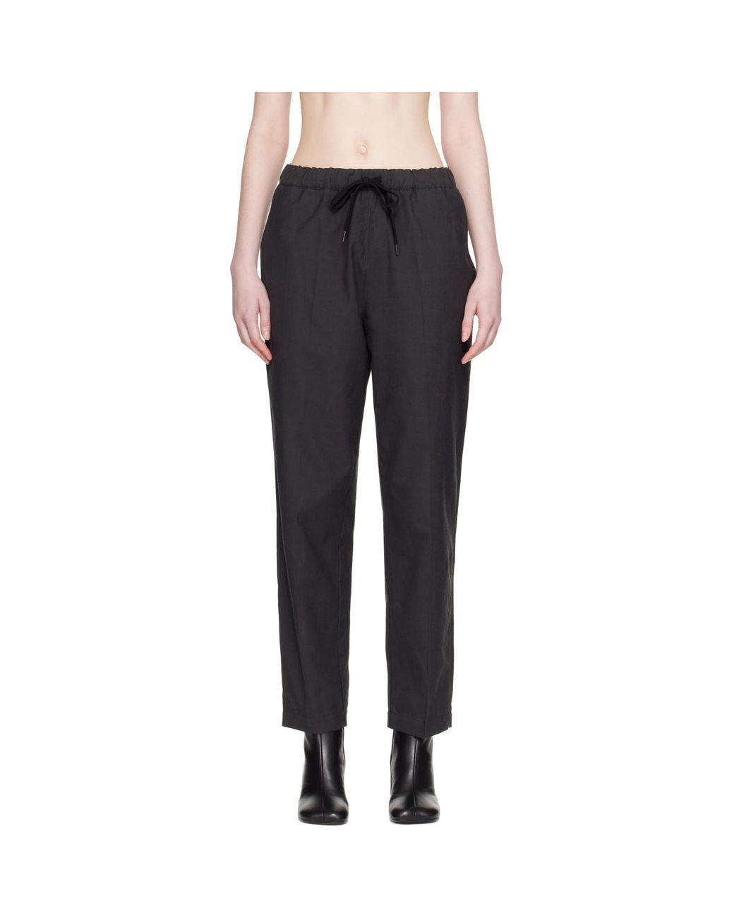 MM6 by Maison Margiela Gray Wool Drawstring Trousers