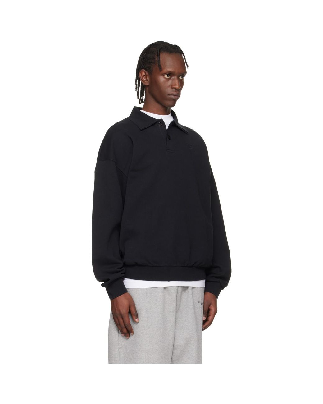 Vetements Black Distressed Logo Polo for men