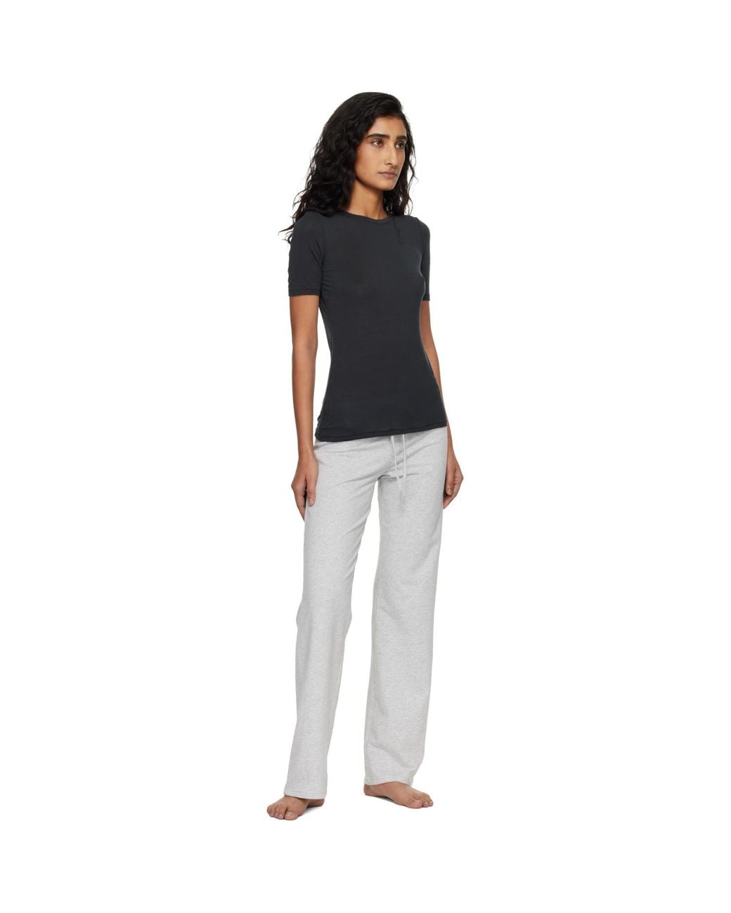 Skims Black Sheer Modal Long T-Shirt