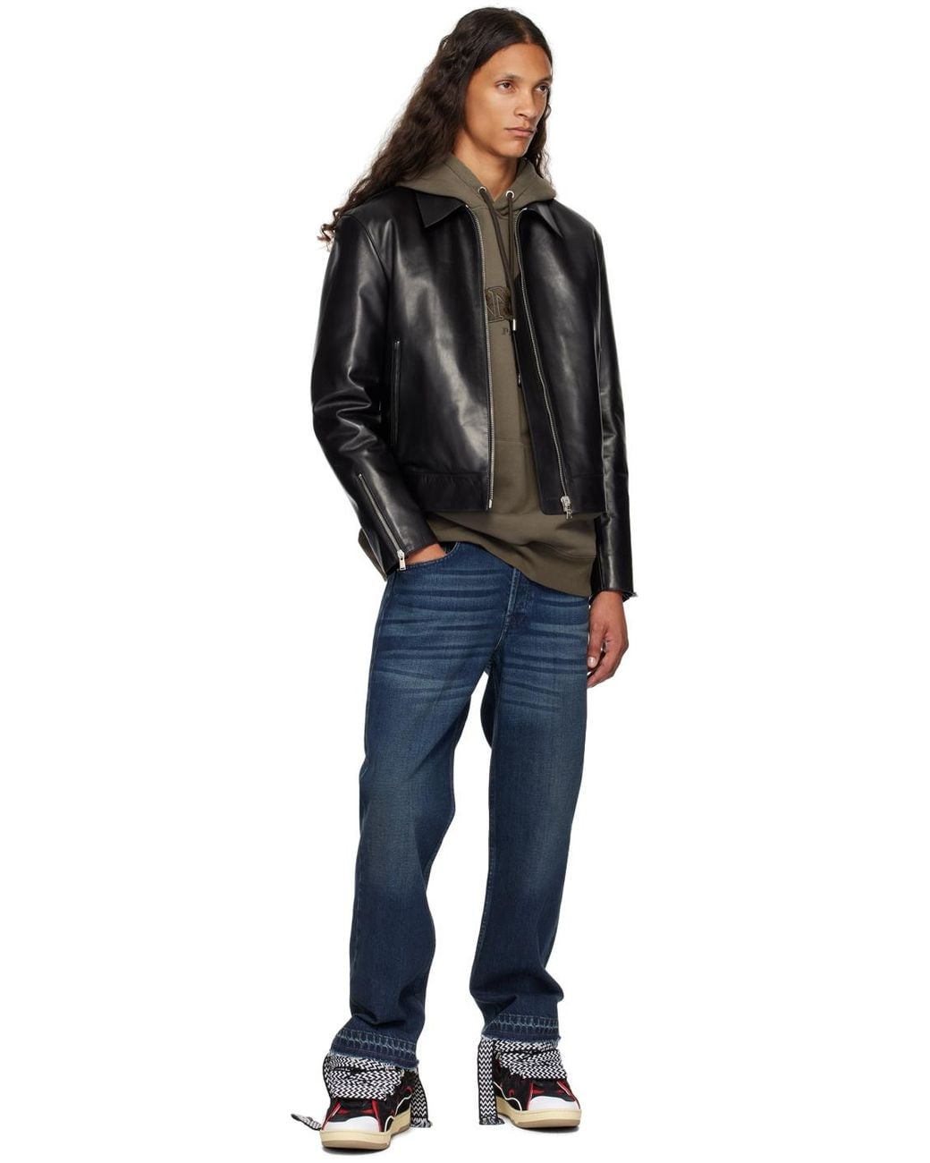 Lanvin Zip Leather Jacket in Black for Men | Lyst UK