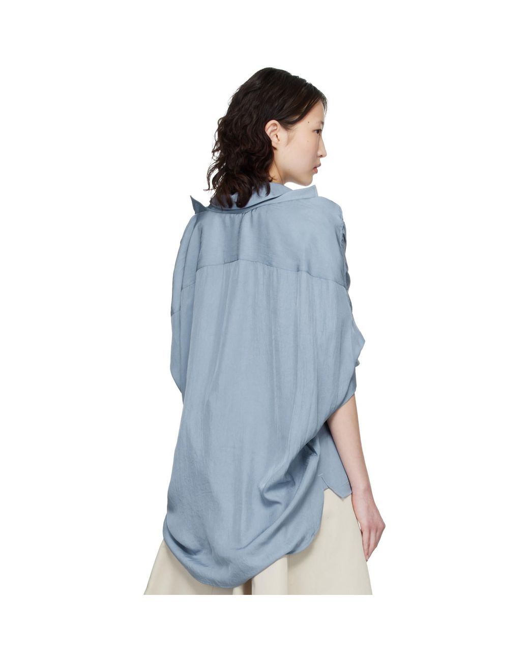 Maison Mihara Yasuhiro Blue Shawl Layered Shirt