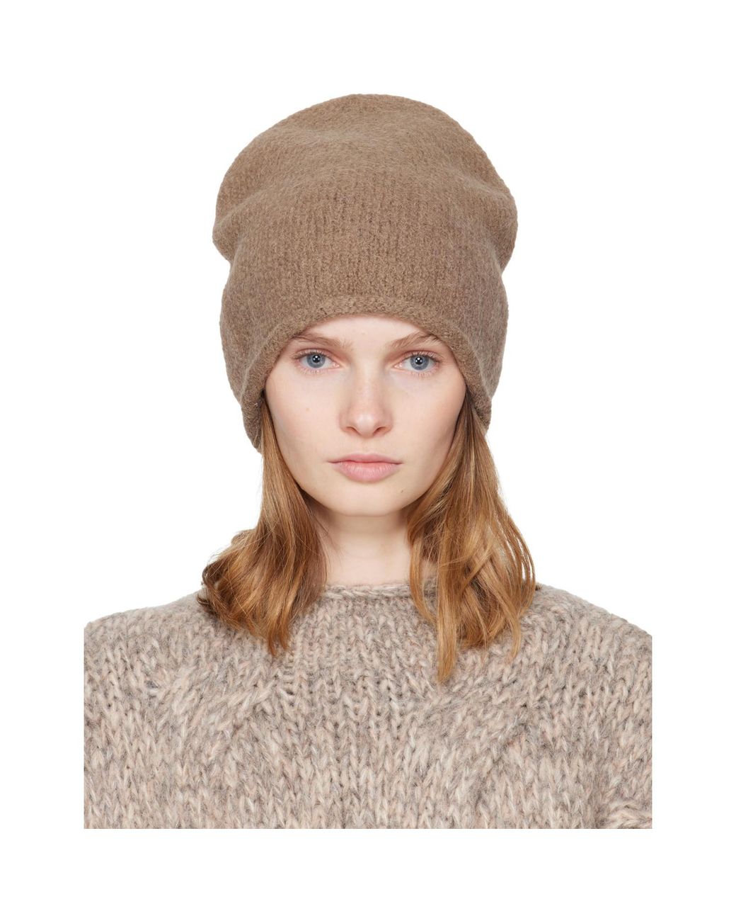 Lauren Manoogian Brown Taupe Crown Beanie