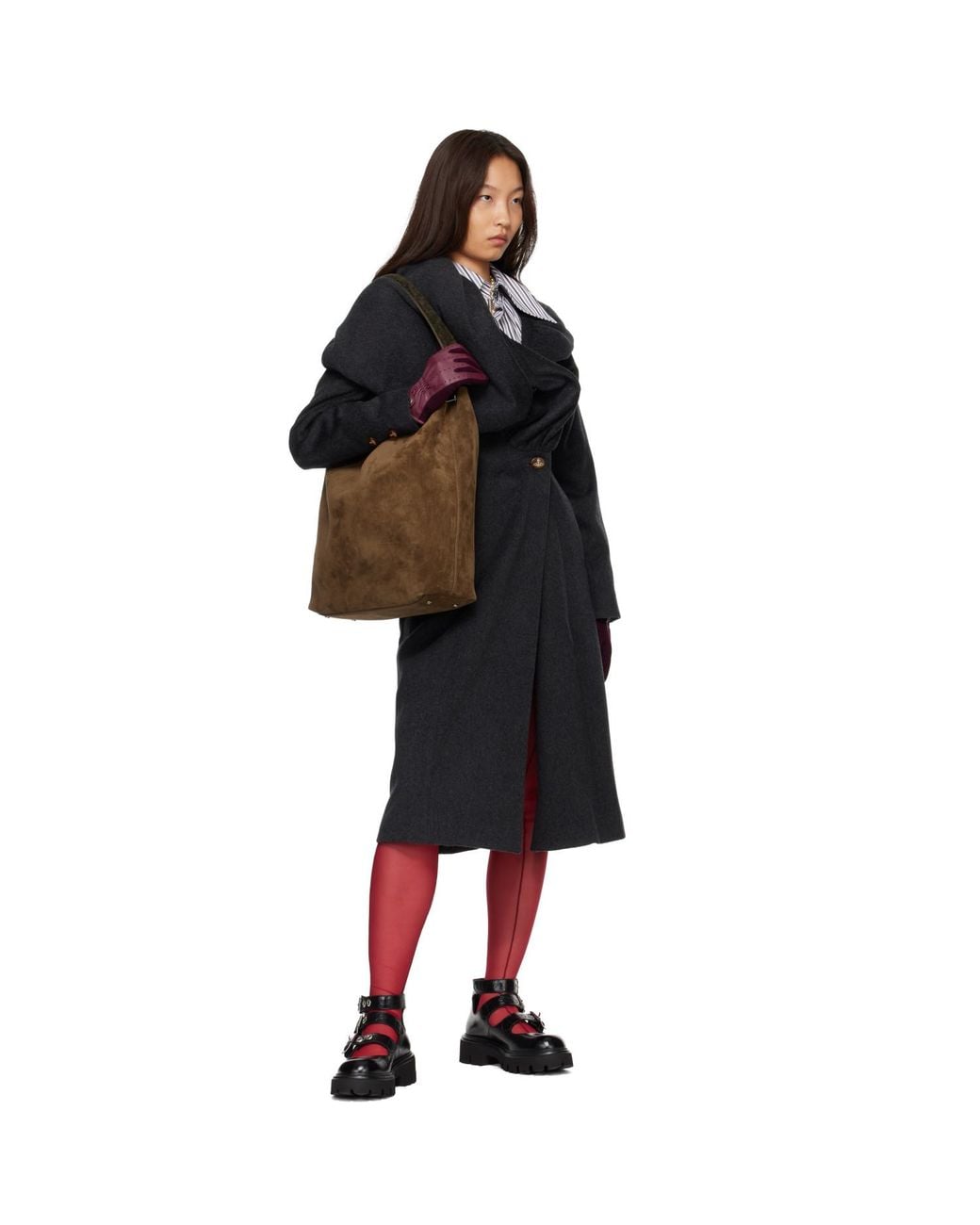 Vivienne Westwood Brown Khaki Lottie Large Shoulder Bag