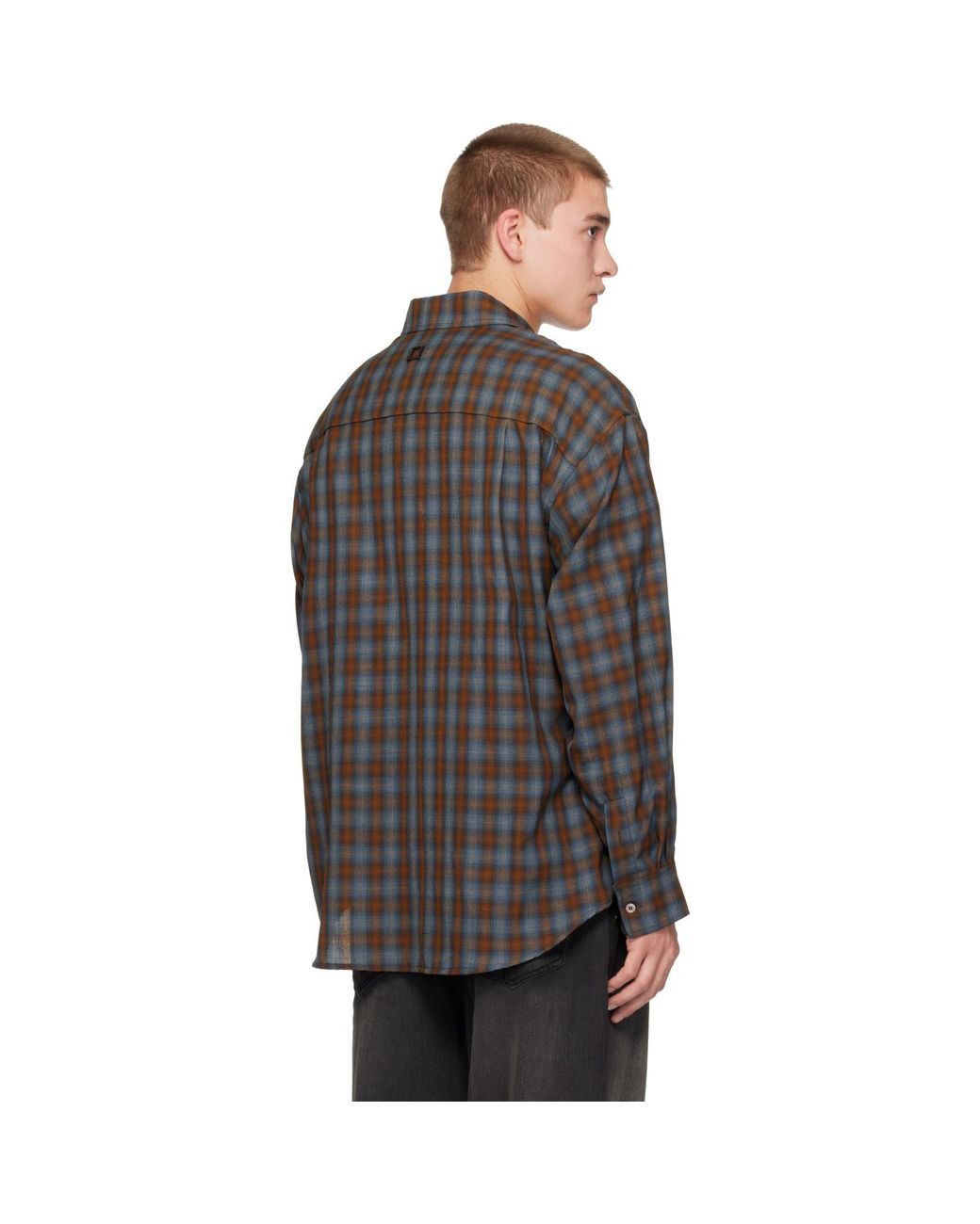 Wooyoungmi Gray Gradient Check Shirt for men