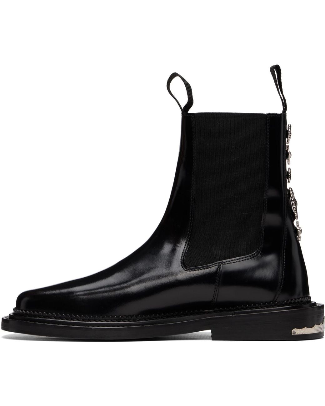 Toga Virilis Black Leather Chelsea Boots for men