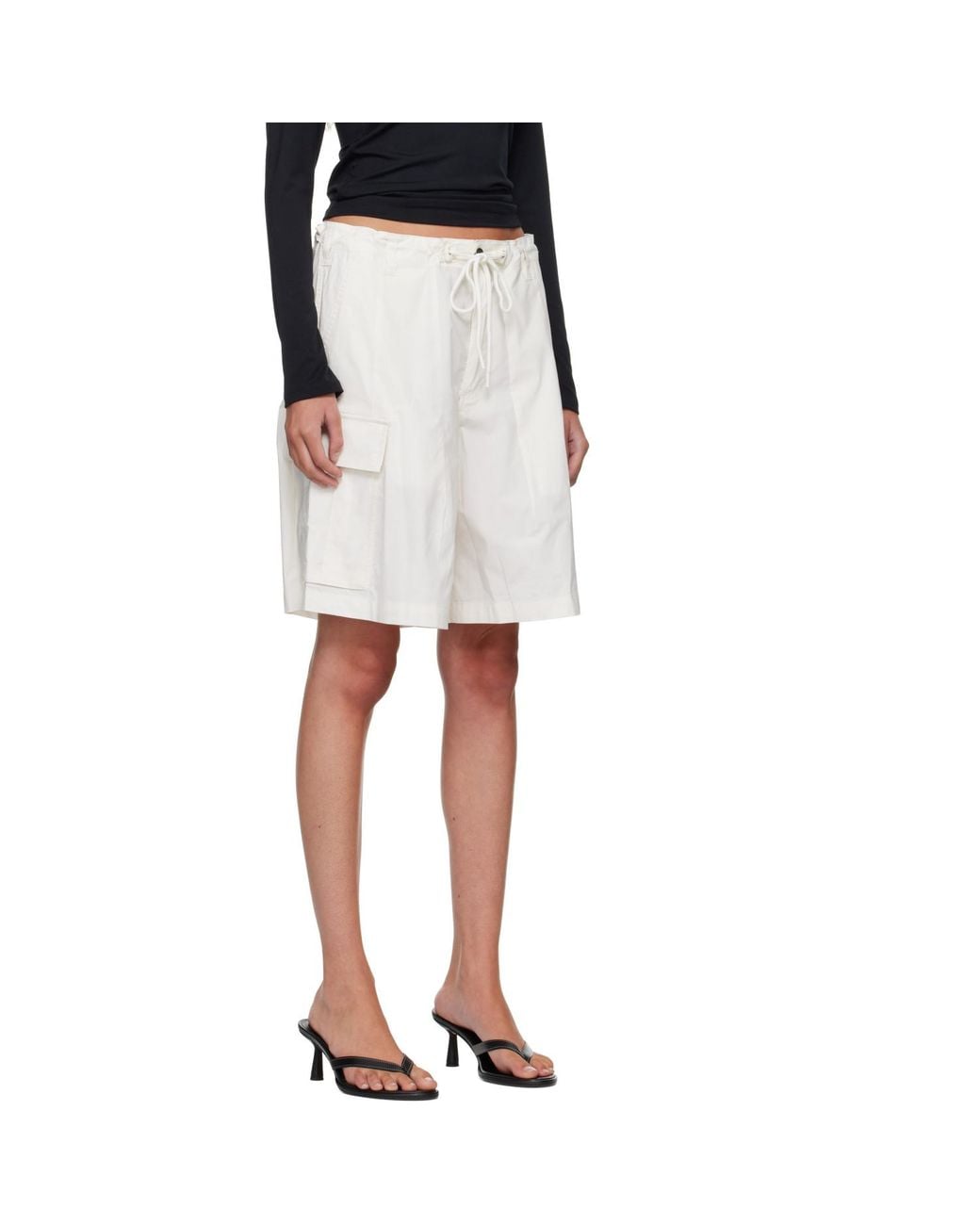 Skims White Woven Cotton Oversized Cargo Shorts