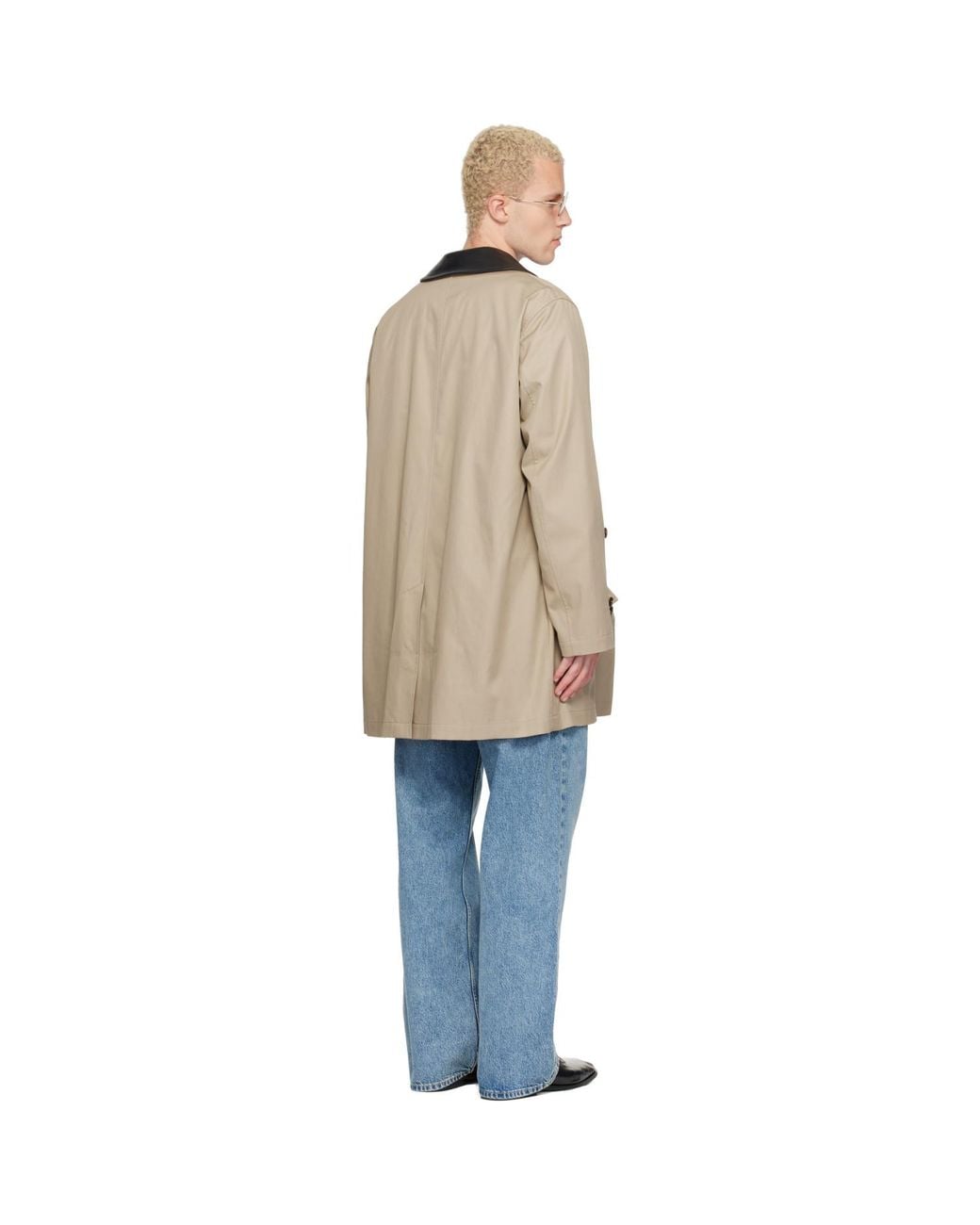 Burberry Multicolor Mid-Length Leather Collar Meadowbank Car Coat for men
