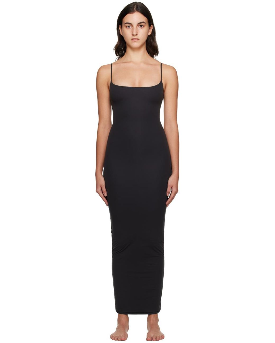 Skims Black Fits Everybody Long Slip Maxi Dress | Lyst Canada