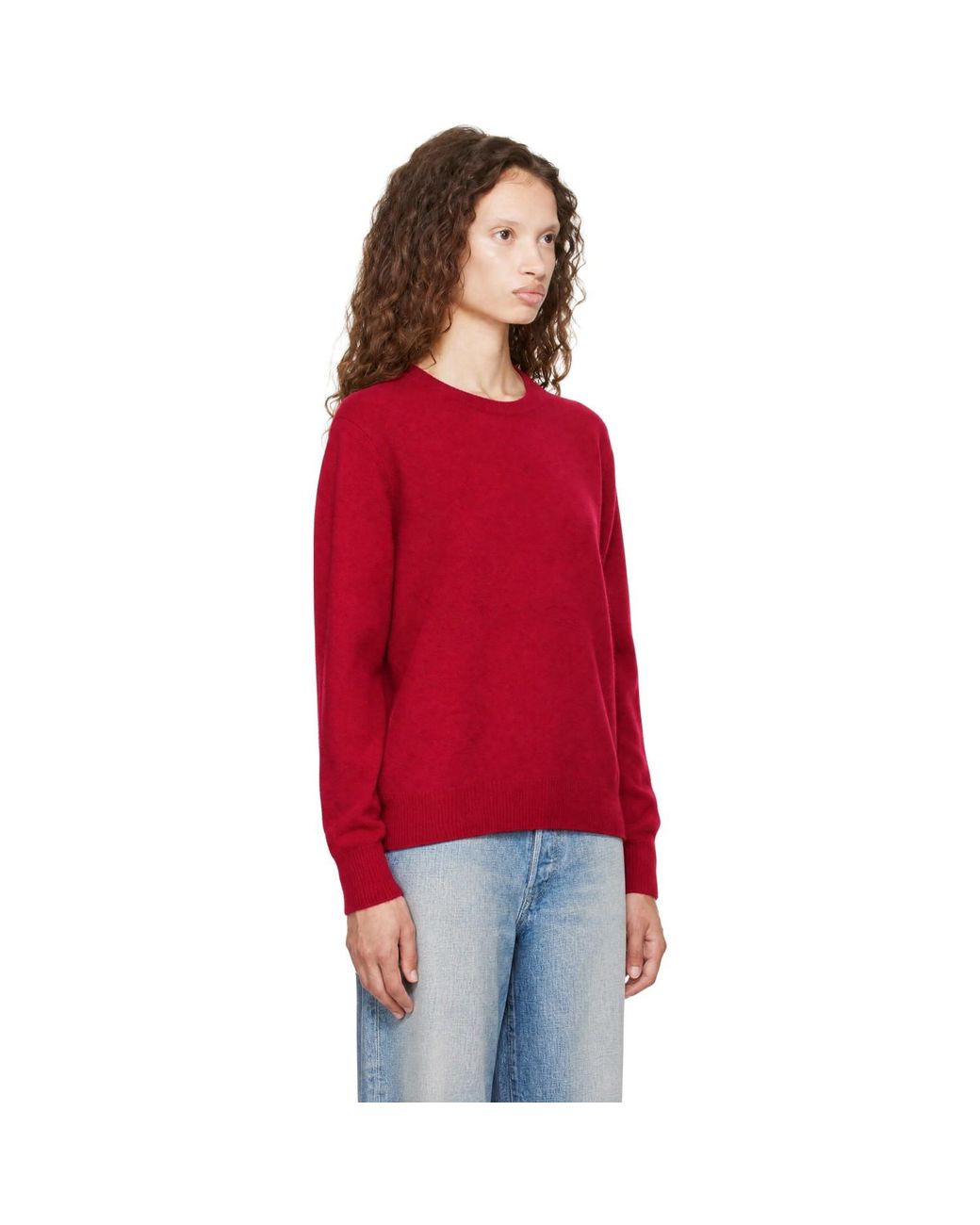 Ssstein Red Extra Fine Wool Knit Crew Neck Sweater