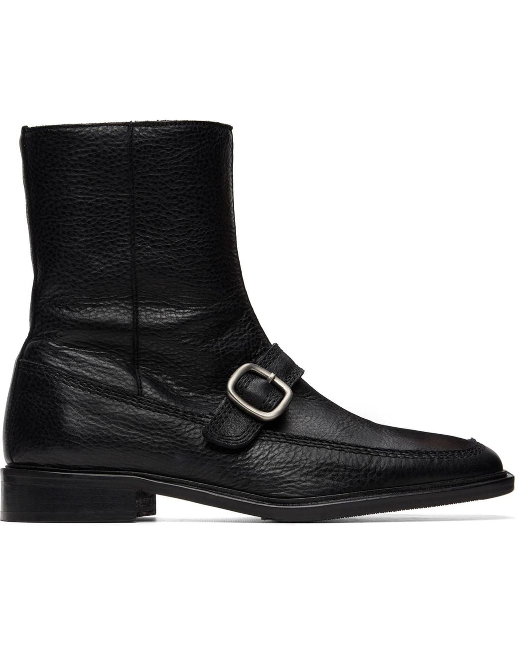 Hereu Black Bernat Buckle Boots for men