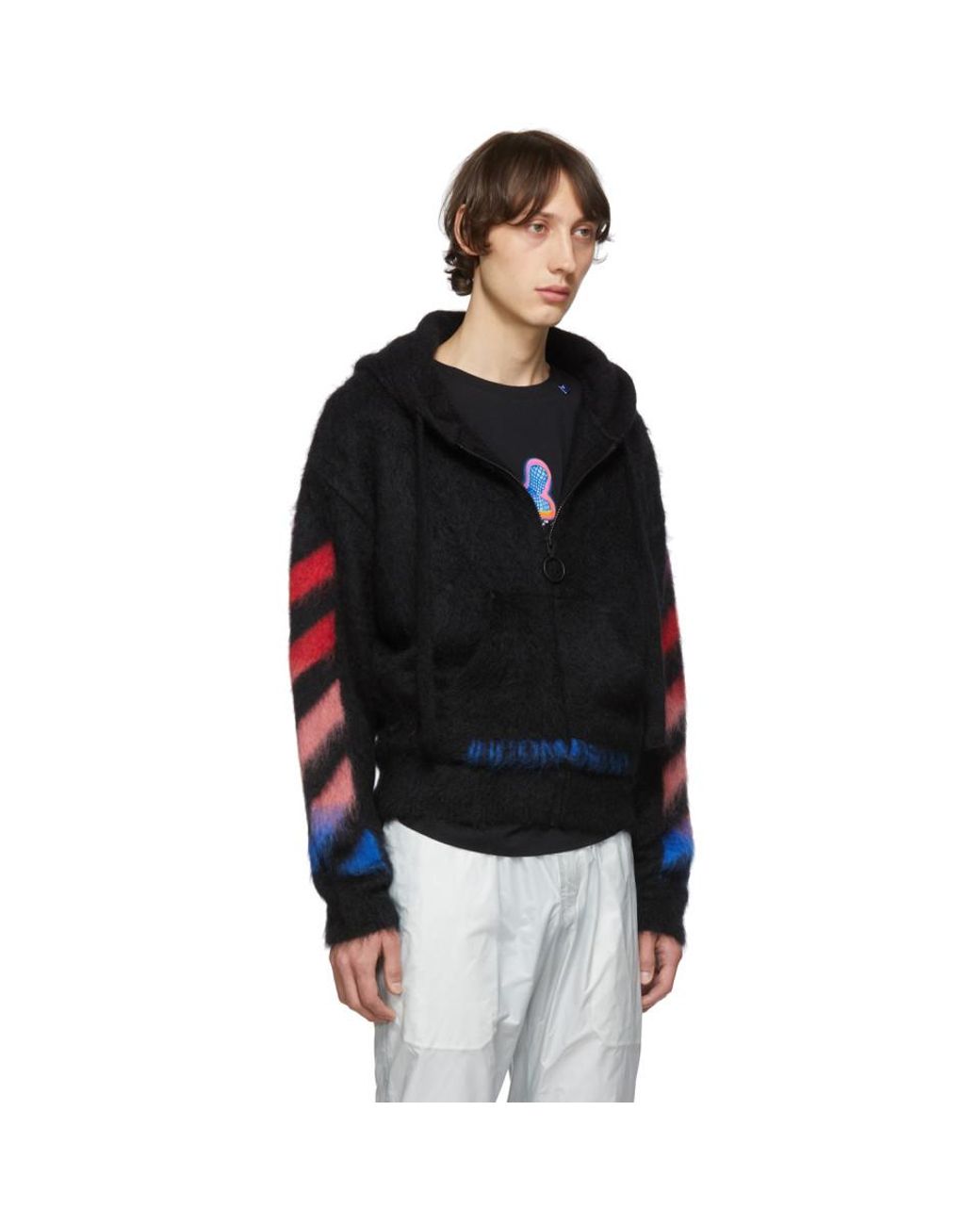 Off-White c/o Virgil Abloh Black And Multicolor Brushed Mohair ...