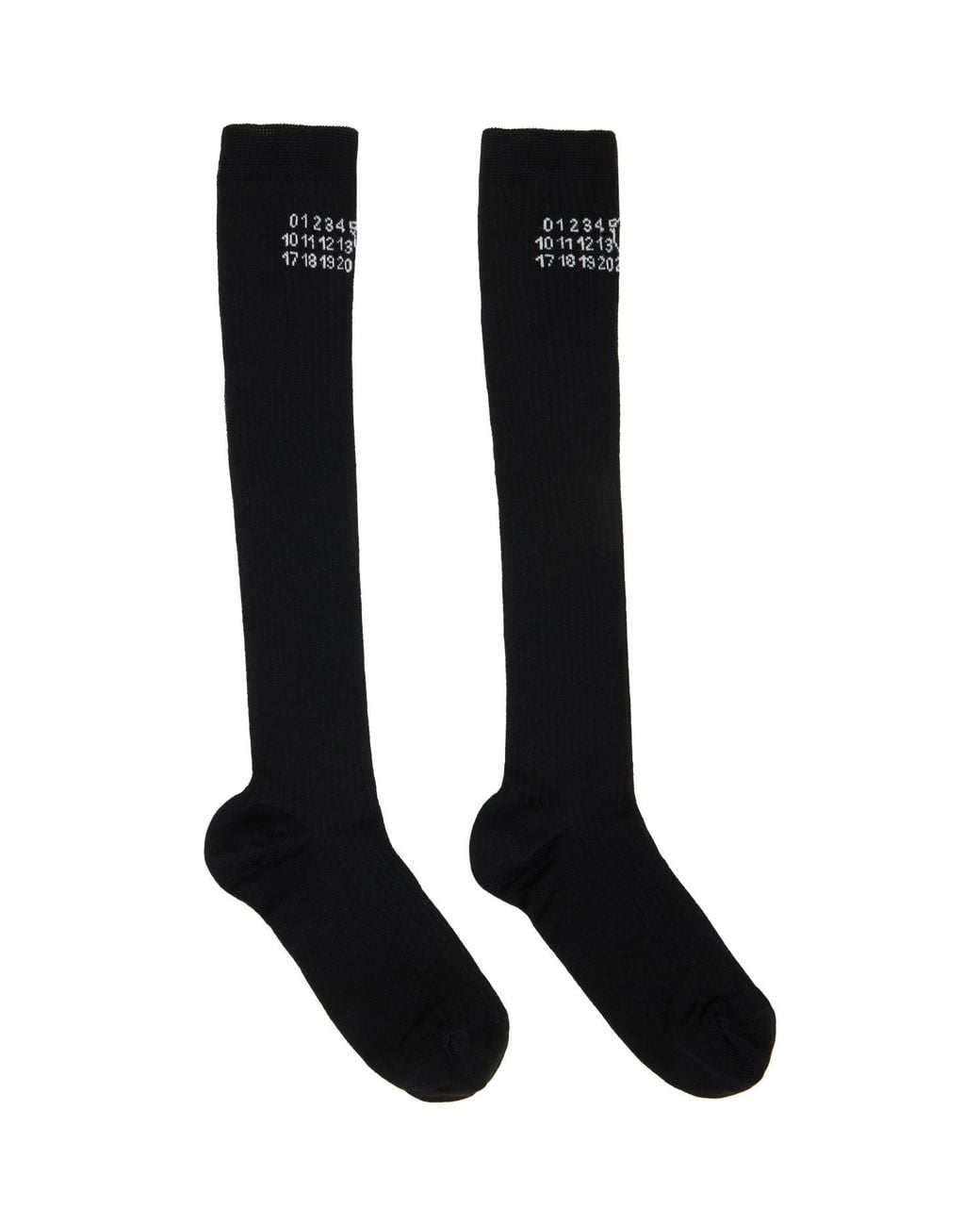 MM6 by Maison Margiela Black Rib Knee-High Socks