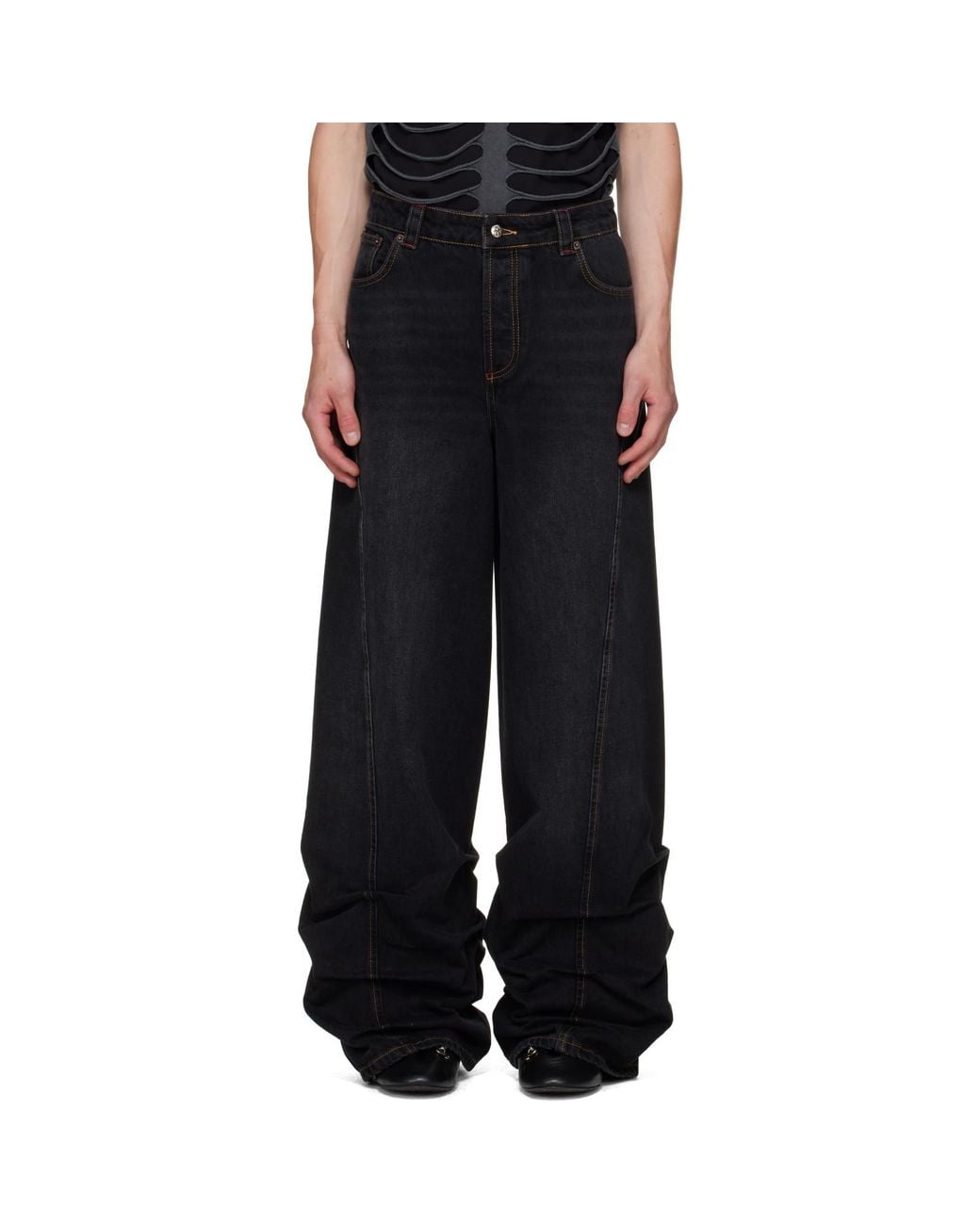 AVAVAV Black Jessie Pleated Jeans for men