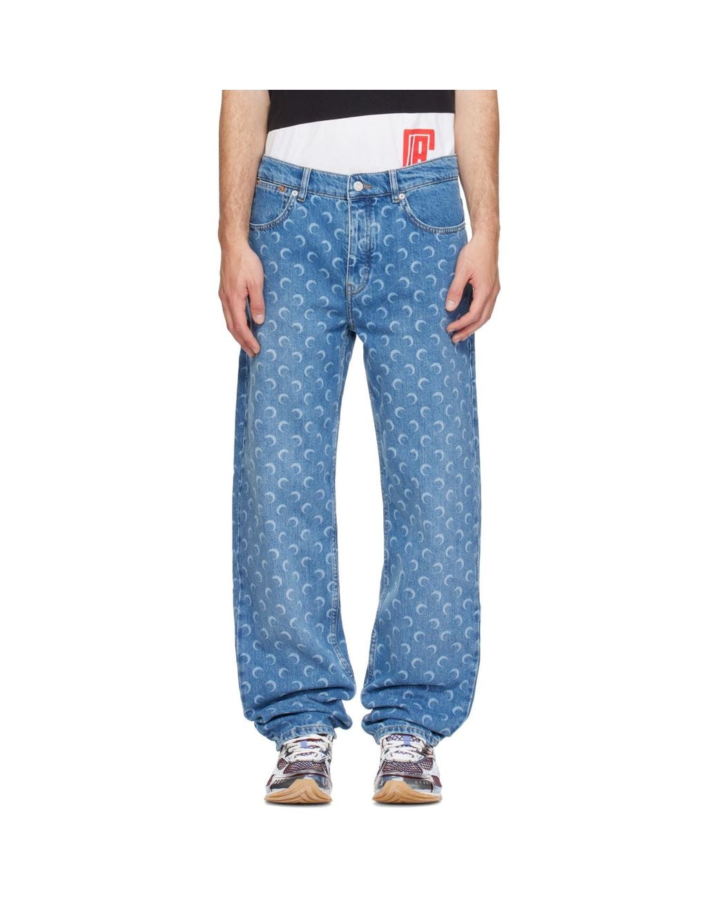 MARINE SERRE Blue Moon Laser Wash Denim Straight Jeans for men