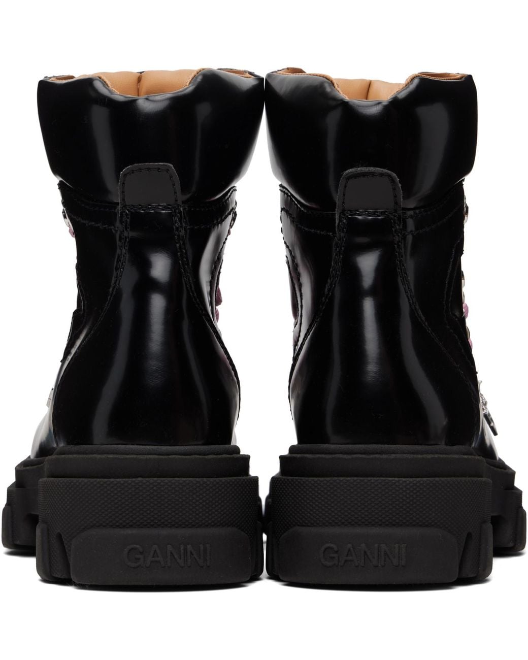Ganni Black Cleated Mountain Ankle Boot