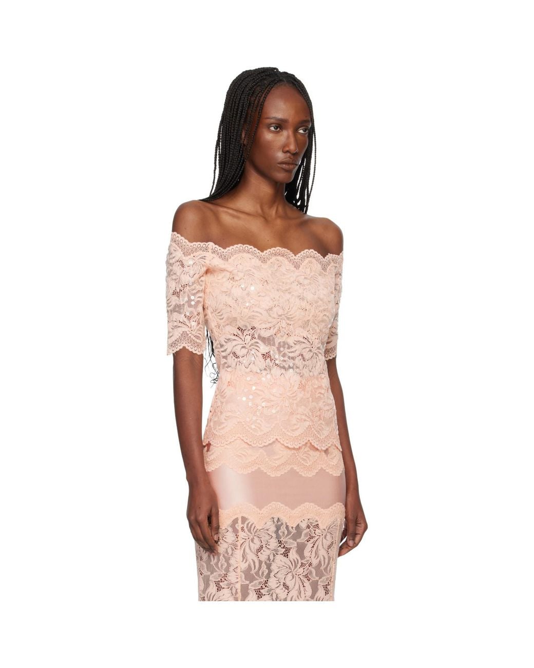 Rabanne Multicolor Off The Shoulder Lace Top