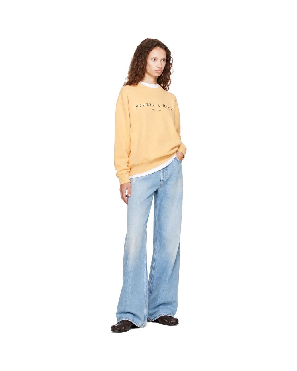 Sporty & Rich Multicolor Title Embroidered Crewneck Sweatshirt