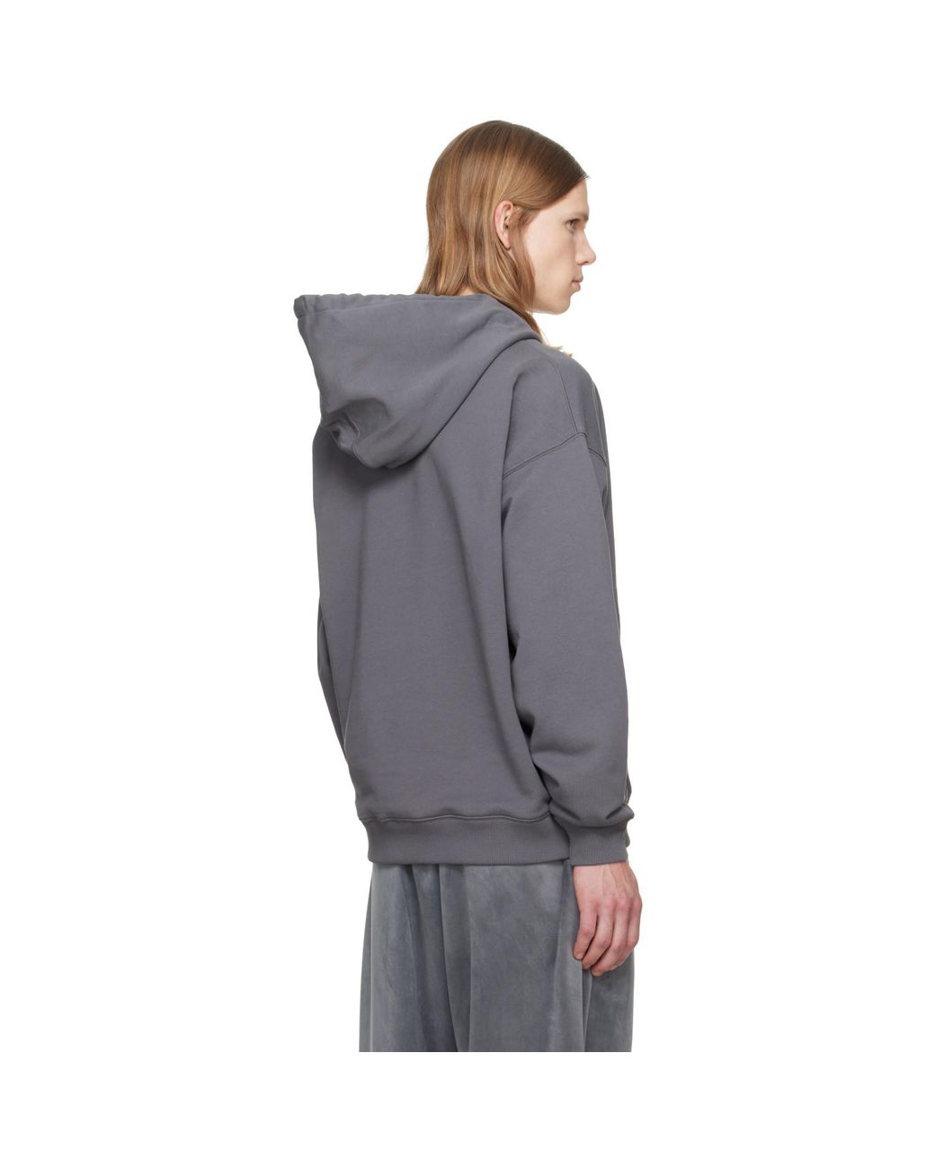 Y-3 Gray French Terry Liquid Logo Hoodie for men