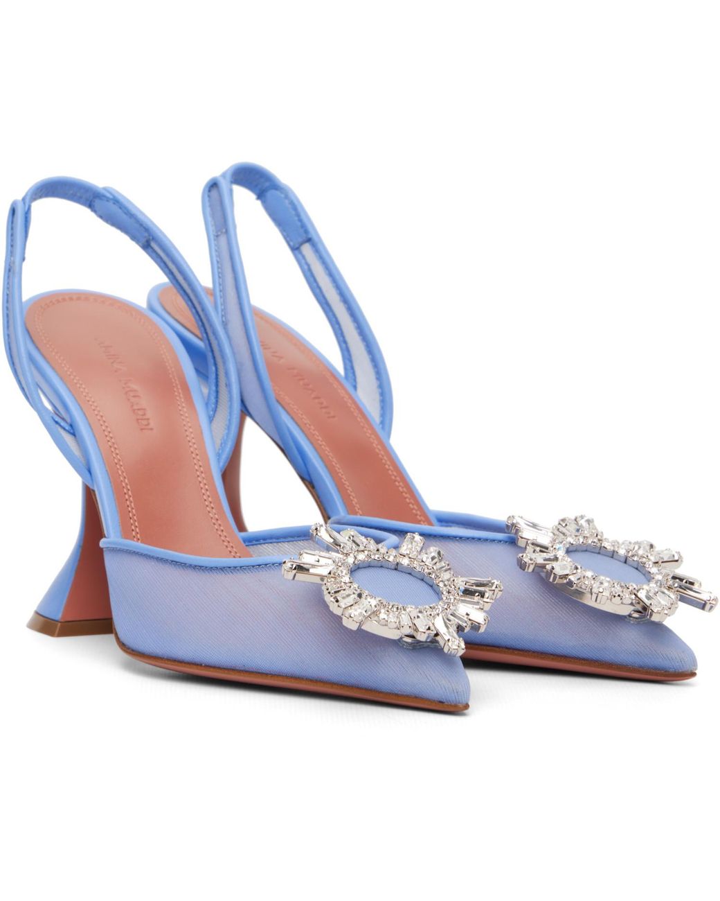 AMINA MUADDI Blue Begum Mesh Sling 95 Heels