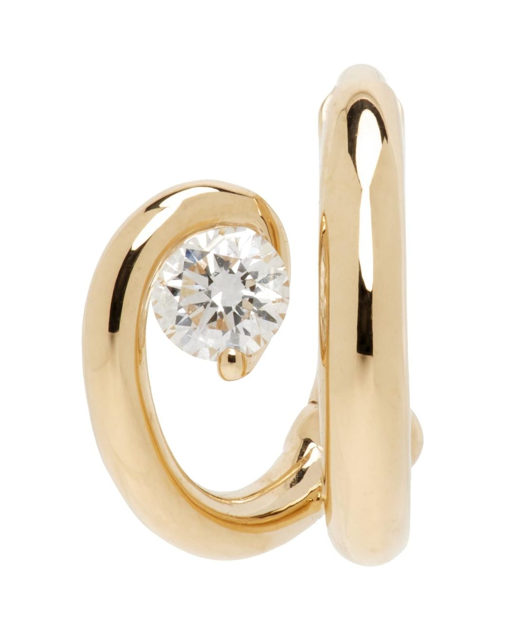 C.Chesnais Metallic Serti Sculpté Single Hoop Earring
