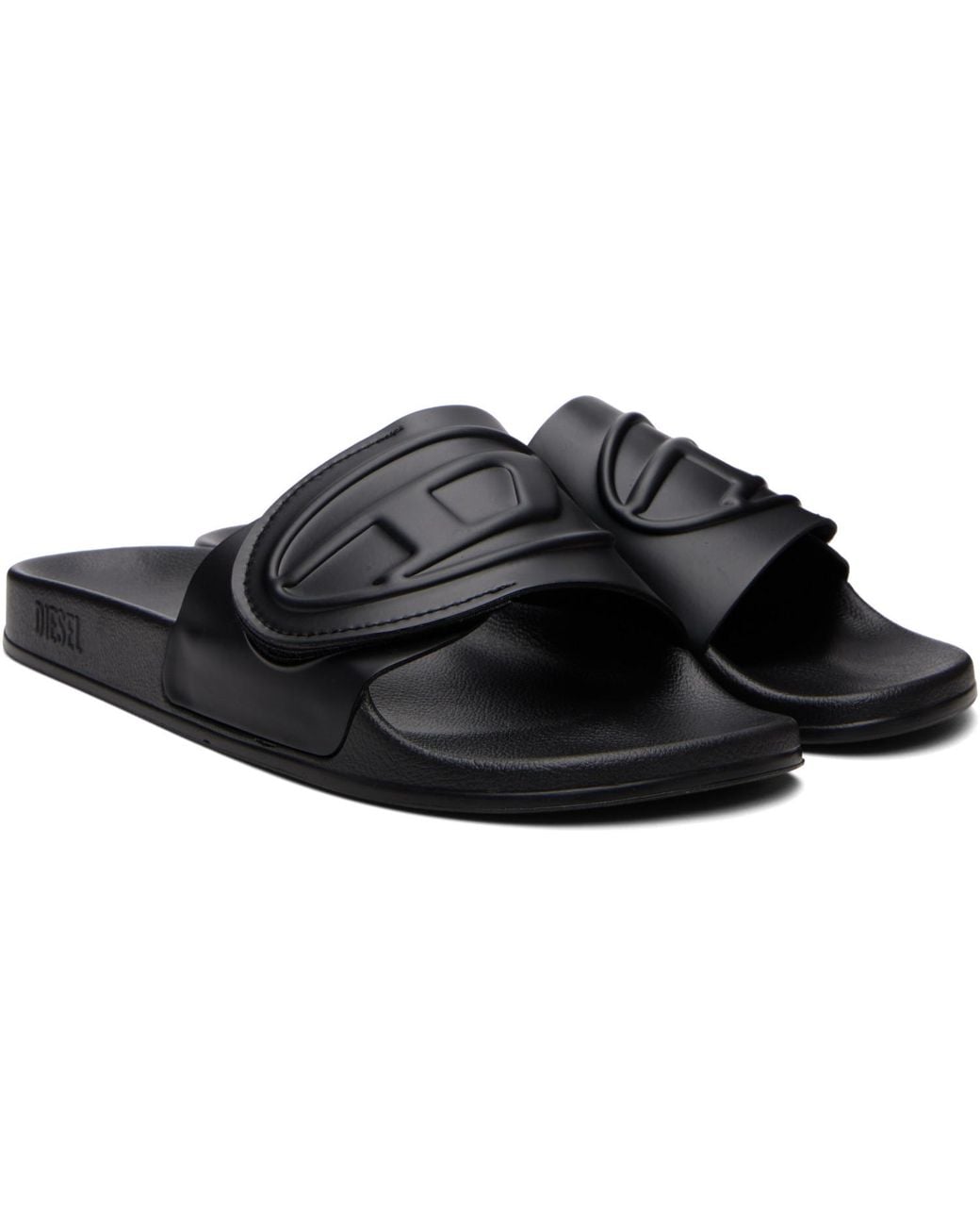 DIESEL Black Sa-bloop Srap Pool Slides for men