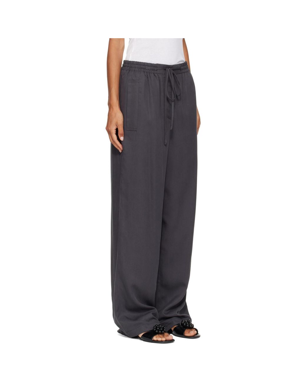 LE17SEPTEMBRE Gray Silky Drawstring Trousers