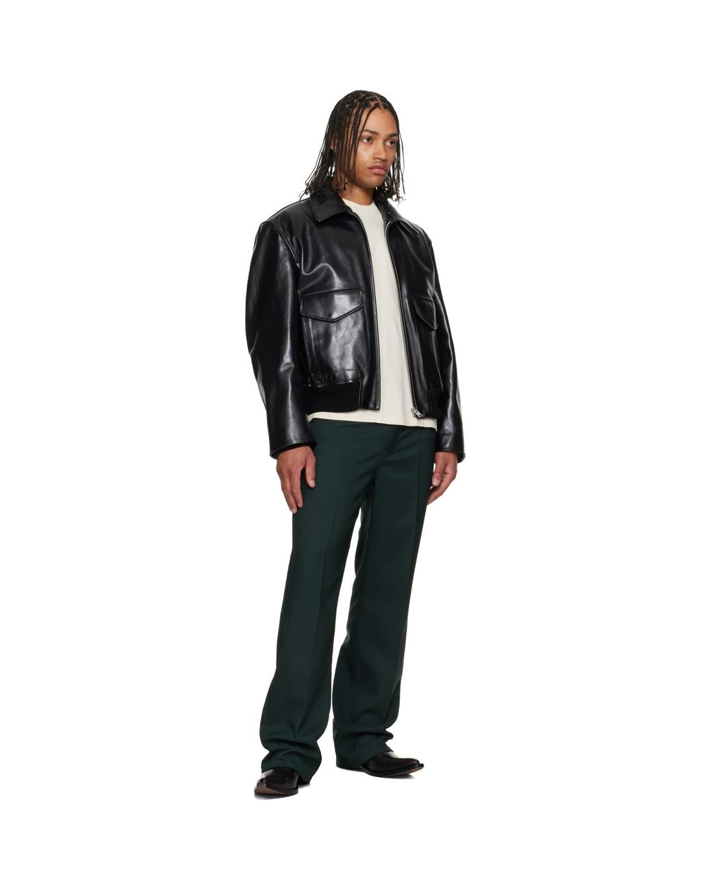 Marni Black Buffed Leather Jacket for men