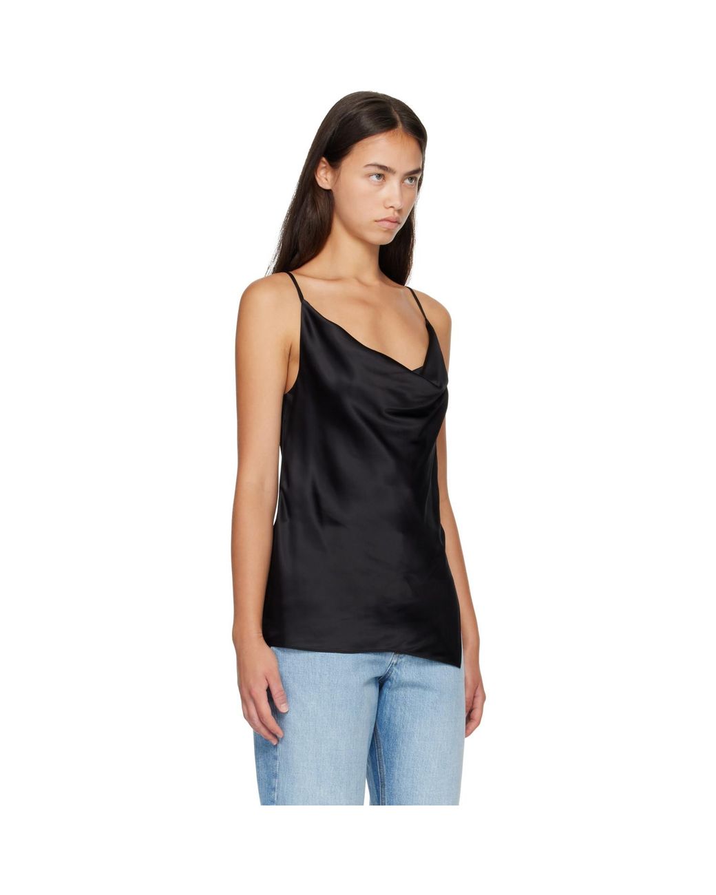 Acne Black Shiny Satin Top