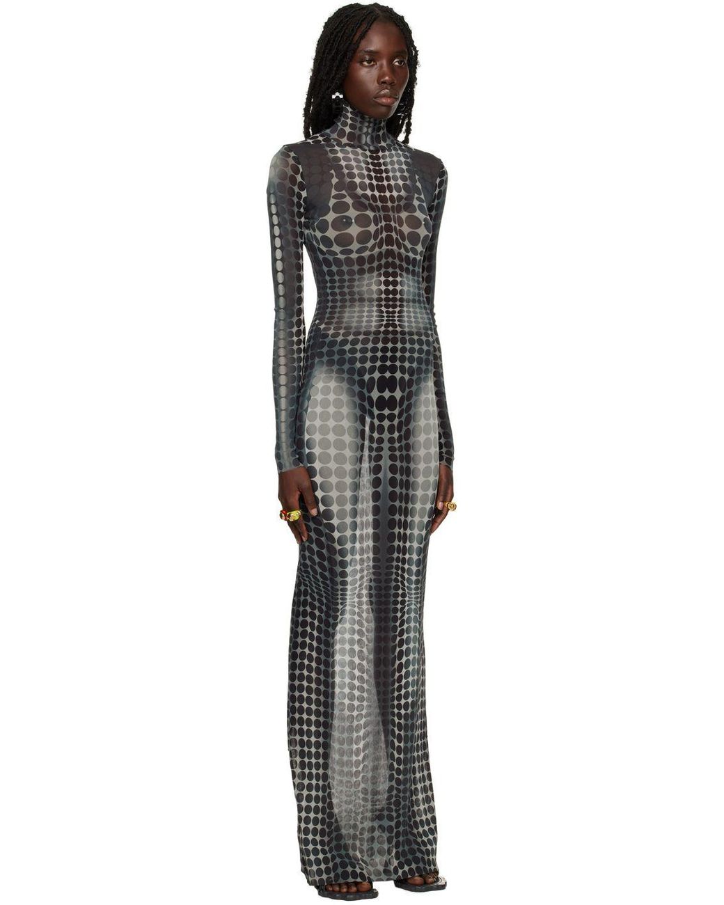 【Jean Paul Gaultier】 Squeletor semi-sheerメッシュ maxiスカ Jean Paul Gaultier Squeletor semi-sheer mesh maxi skirt