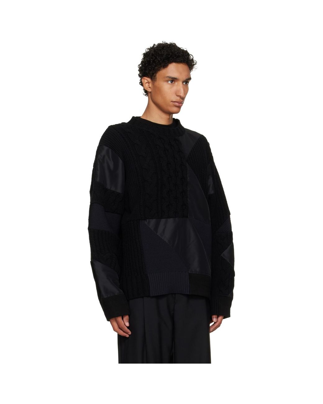 Sacai Black A.P.C. Edition Quilts Knit Sweater for men
