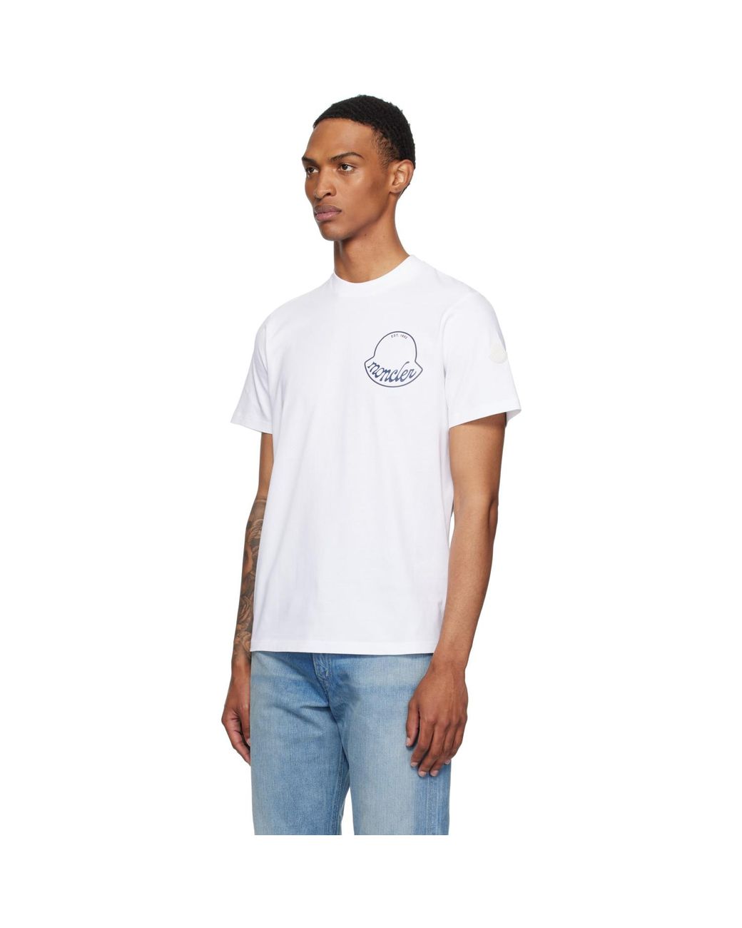 Moncler White Logo Cotton T-Shirt for men