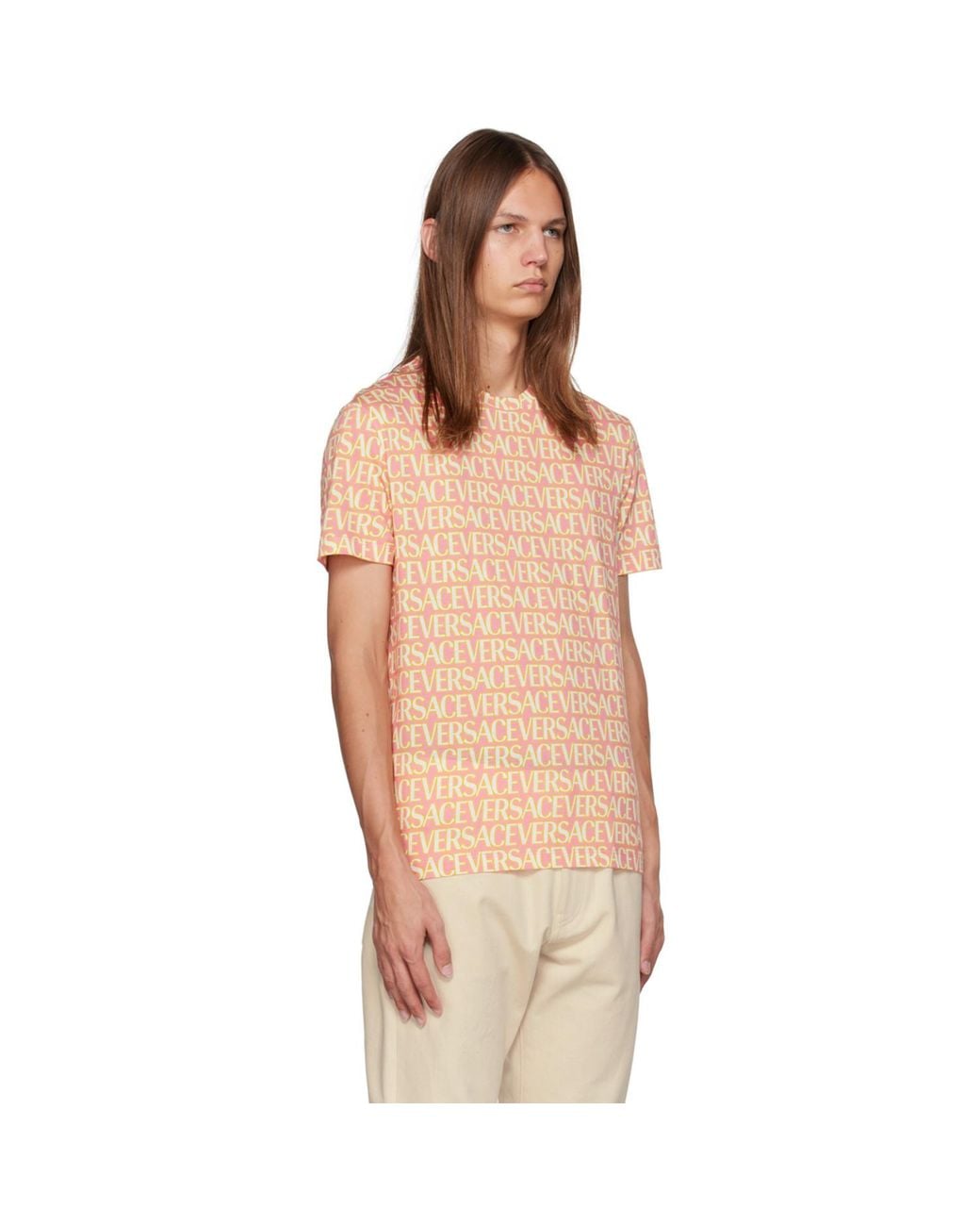 Versace Orange Pink Allover T-shirt for men