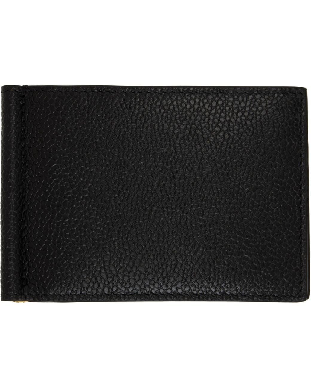 Thom Browne Black Pebble Grain Money Clip Wallet for men