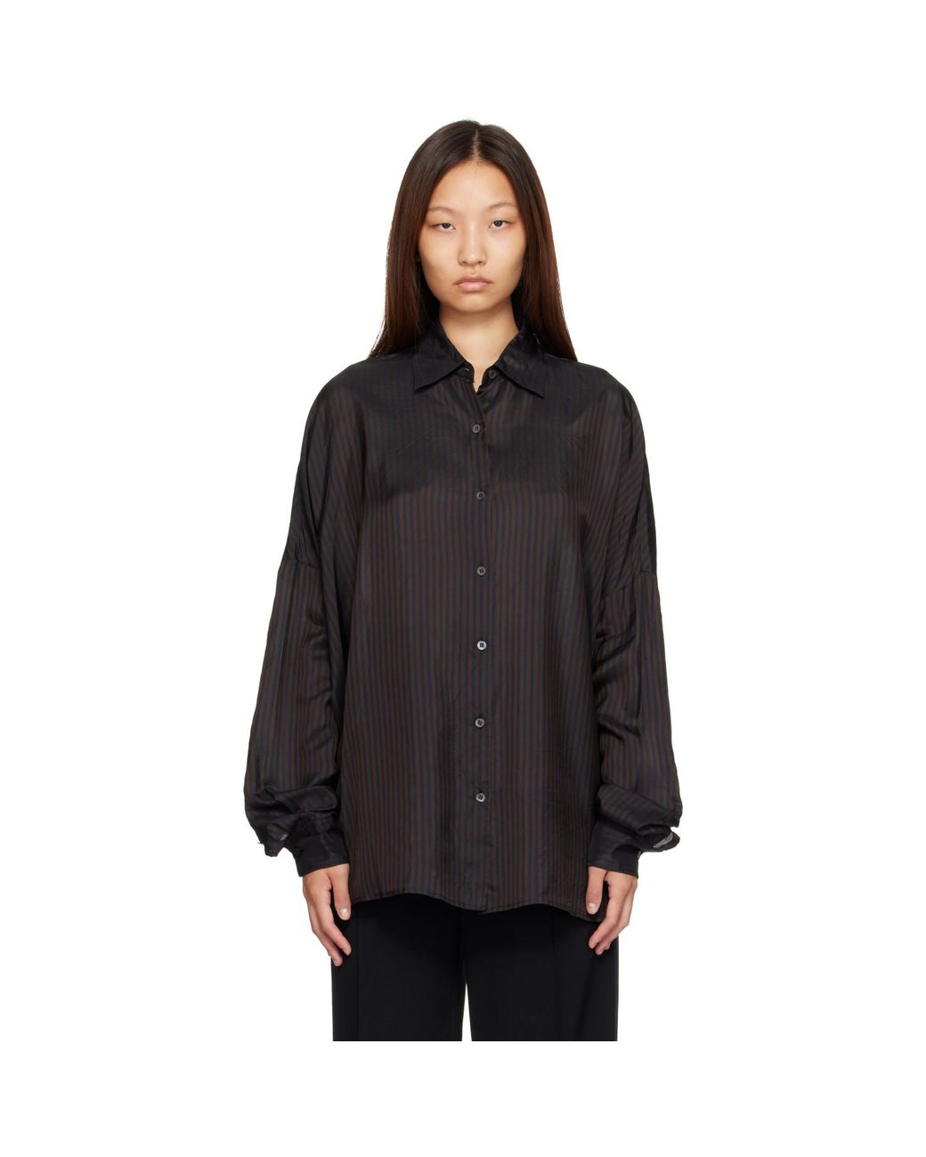 Dries Van Noten Black Cupro Cocoon Shirt