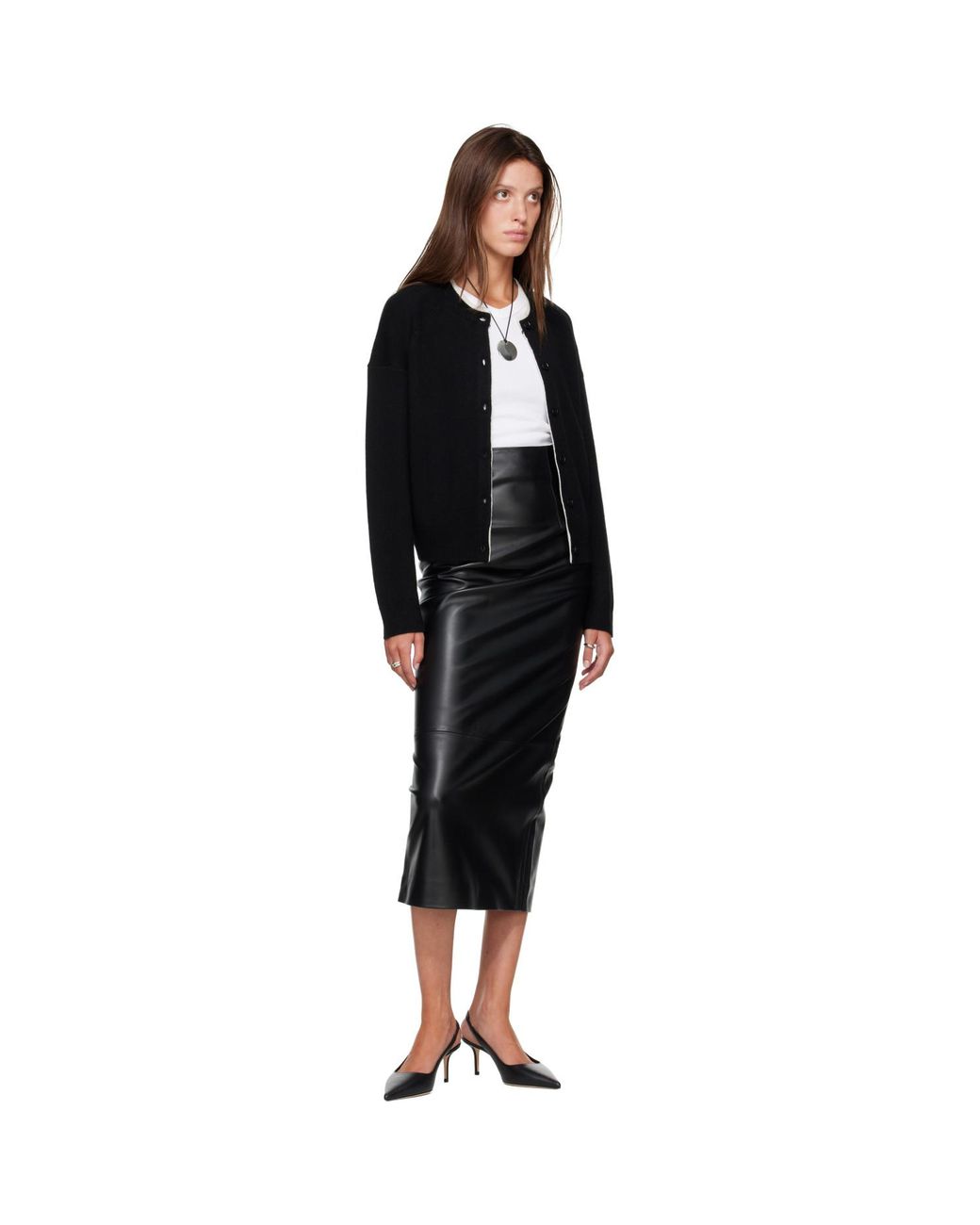 Loulou de Saison Black Nicola Bicolor Cashmere Cardigan