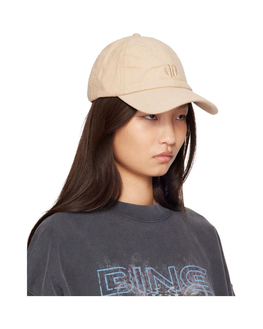 Anine Bing Blue Jeremy 'Ab' Corduroy Baseball Cap