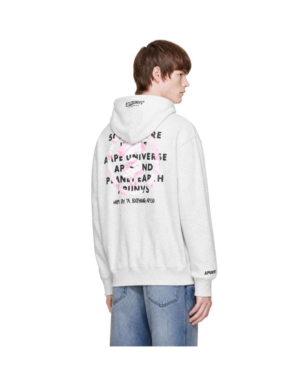 Aape By A Bathing Ape Gray Off- 'Aape' Basic Zip Up Hoodie for men