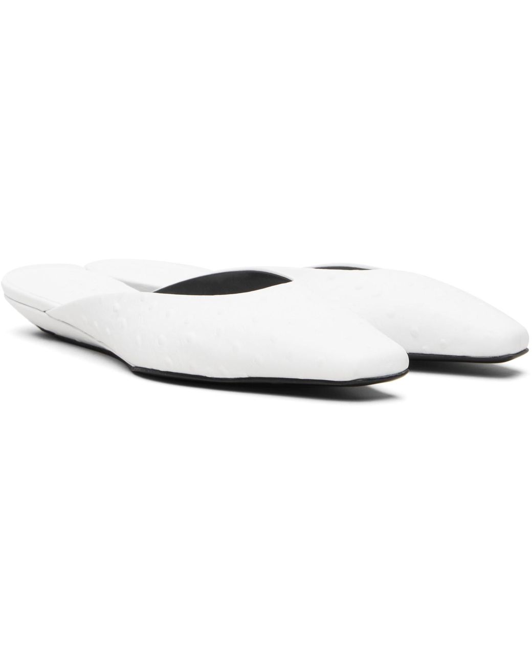 Loulou de Saison Black Alix Ostrich-Effect Leather Mule Flats